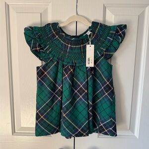 NWT Janie and Jack Kids Green Flutter Sleeve Top